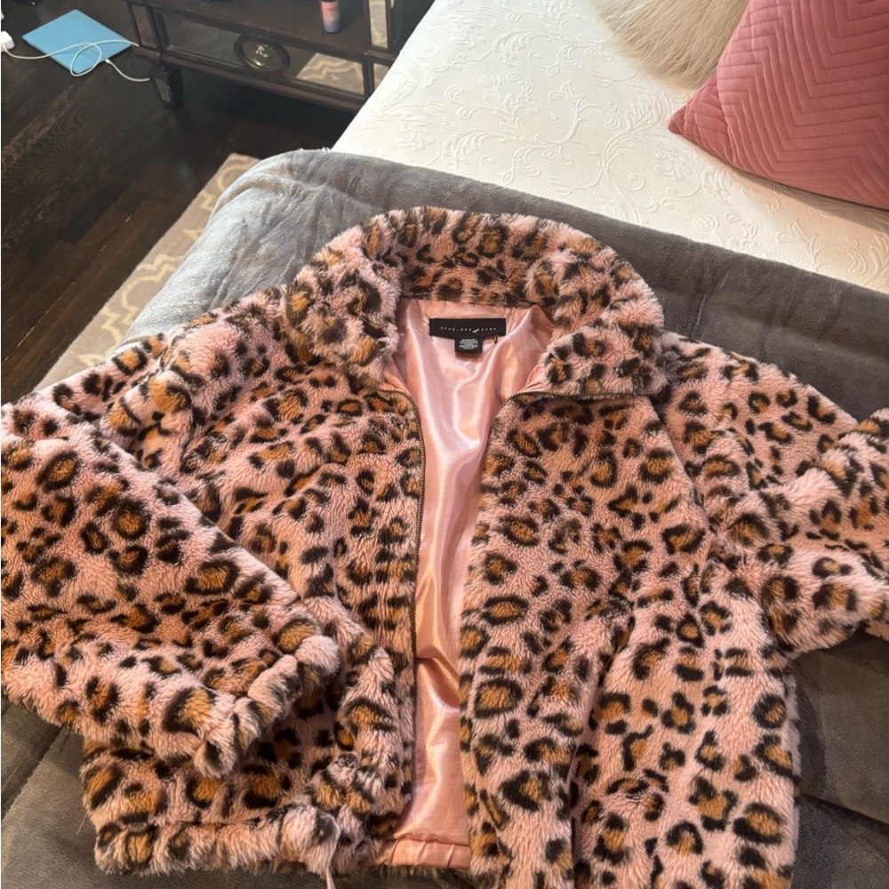 Chic Leopard Print Teddy Jacket